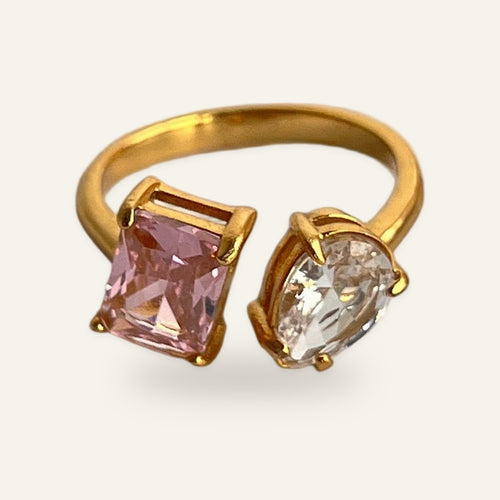 Anya Pink Square Open Ring