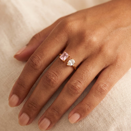 Anya Pink Square Open Ring - view 2