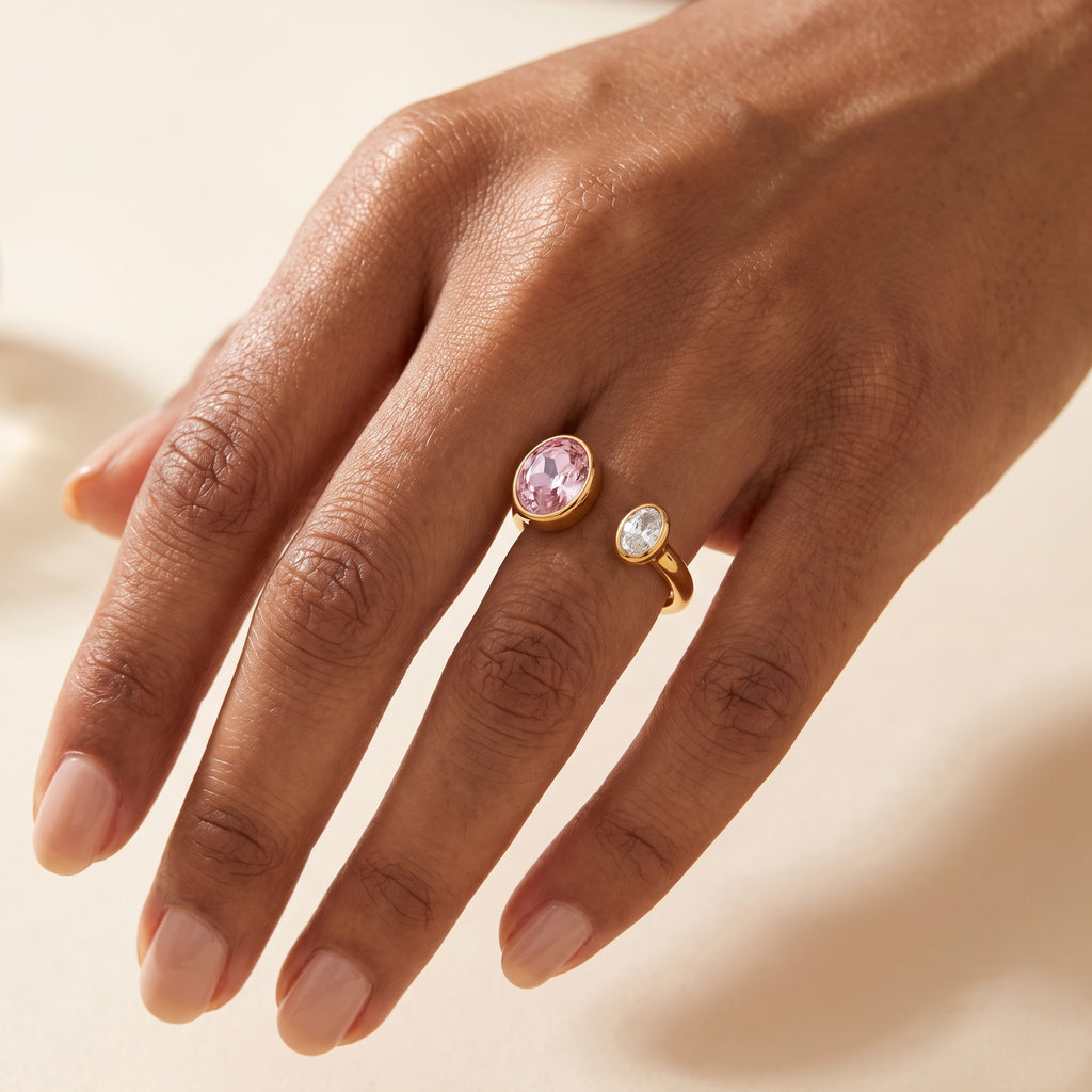 Leela Pink Zircon Open Ring - view 2