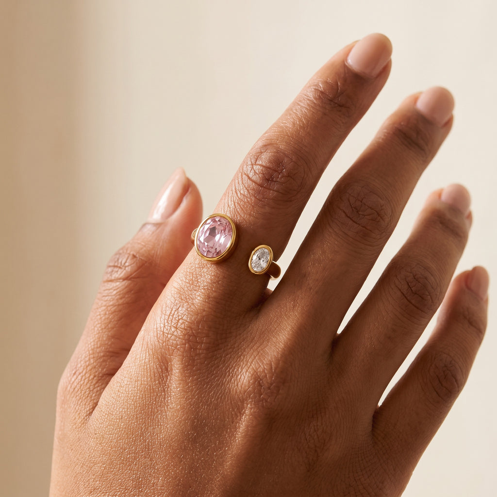 Leela Pink Zircon Open Ring - view 3