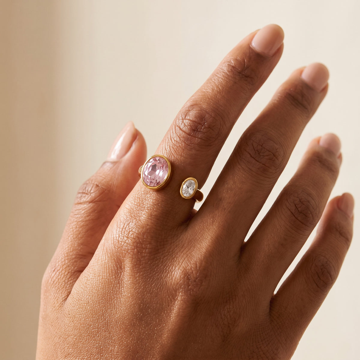 Leela Pink Zircon Open Ring - view 3