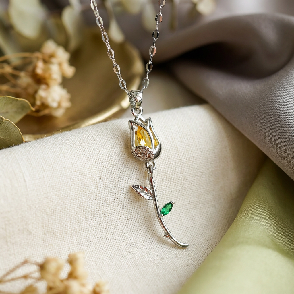 Rosa Petal Pendant Necklace - view 2