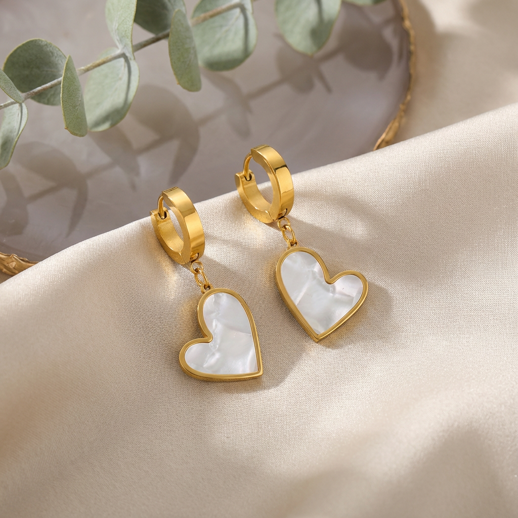 Aura Pearly Heart Drop Earrings - view 4