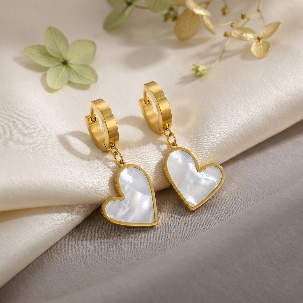 Aura Pearly Heart Drop Earrings - view 3