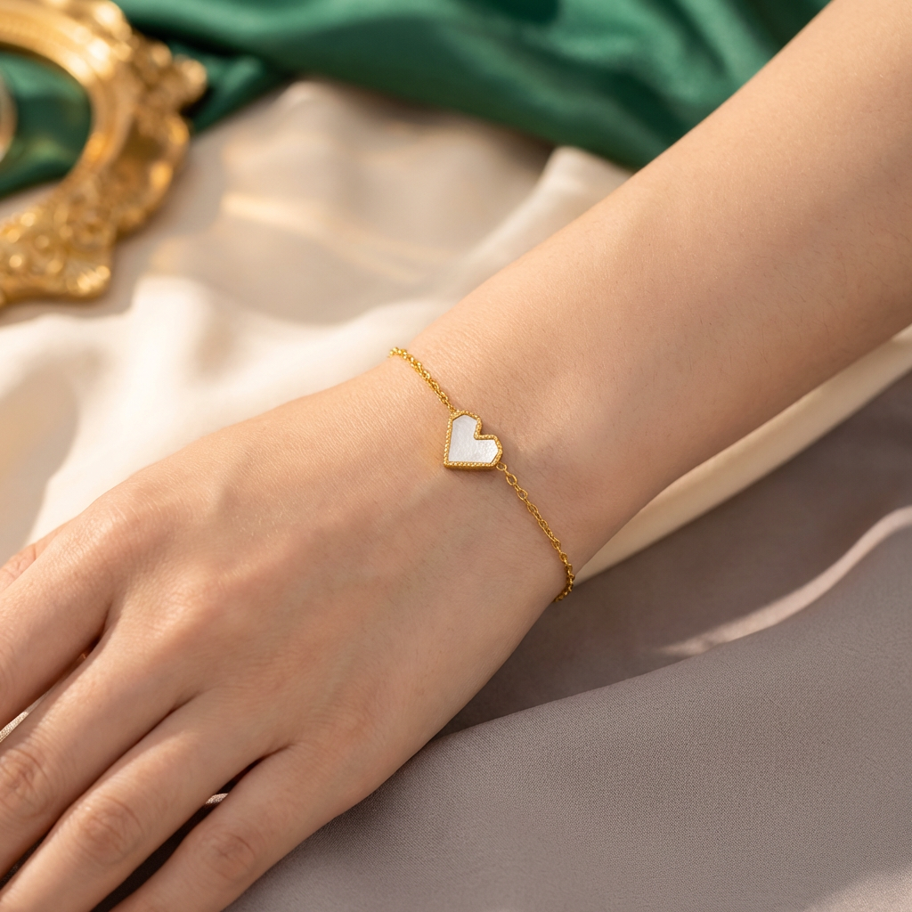 Esme White Heart Bracelet - view 2