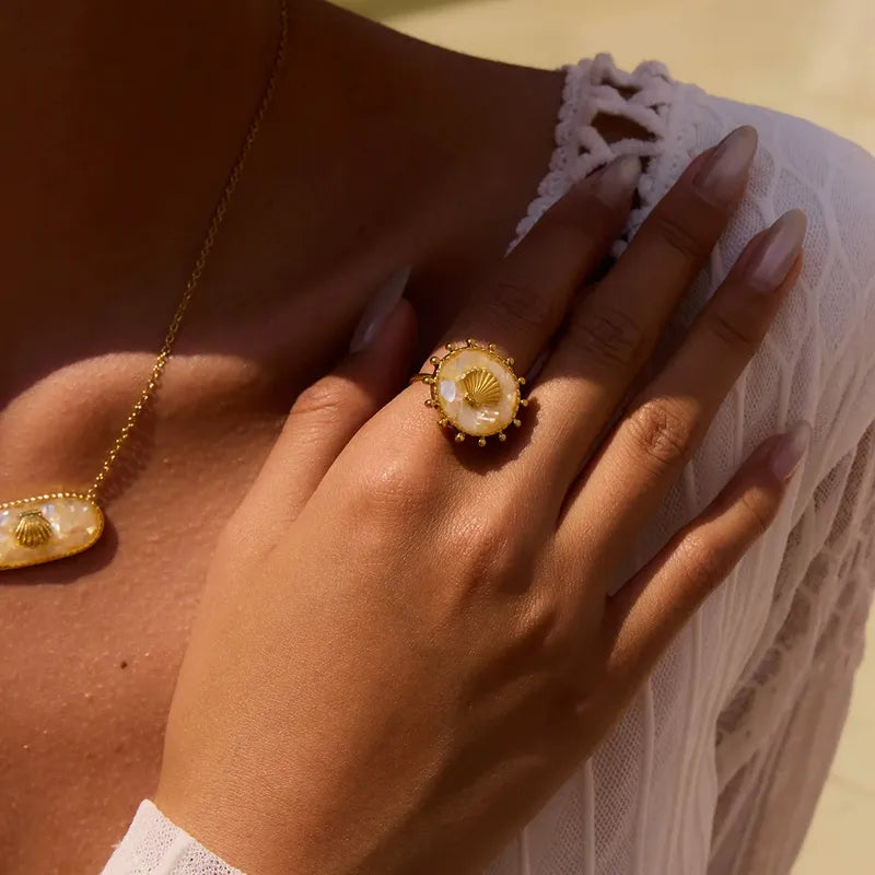 Nerina Shell Open Ring - view 2