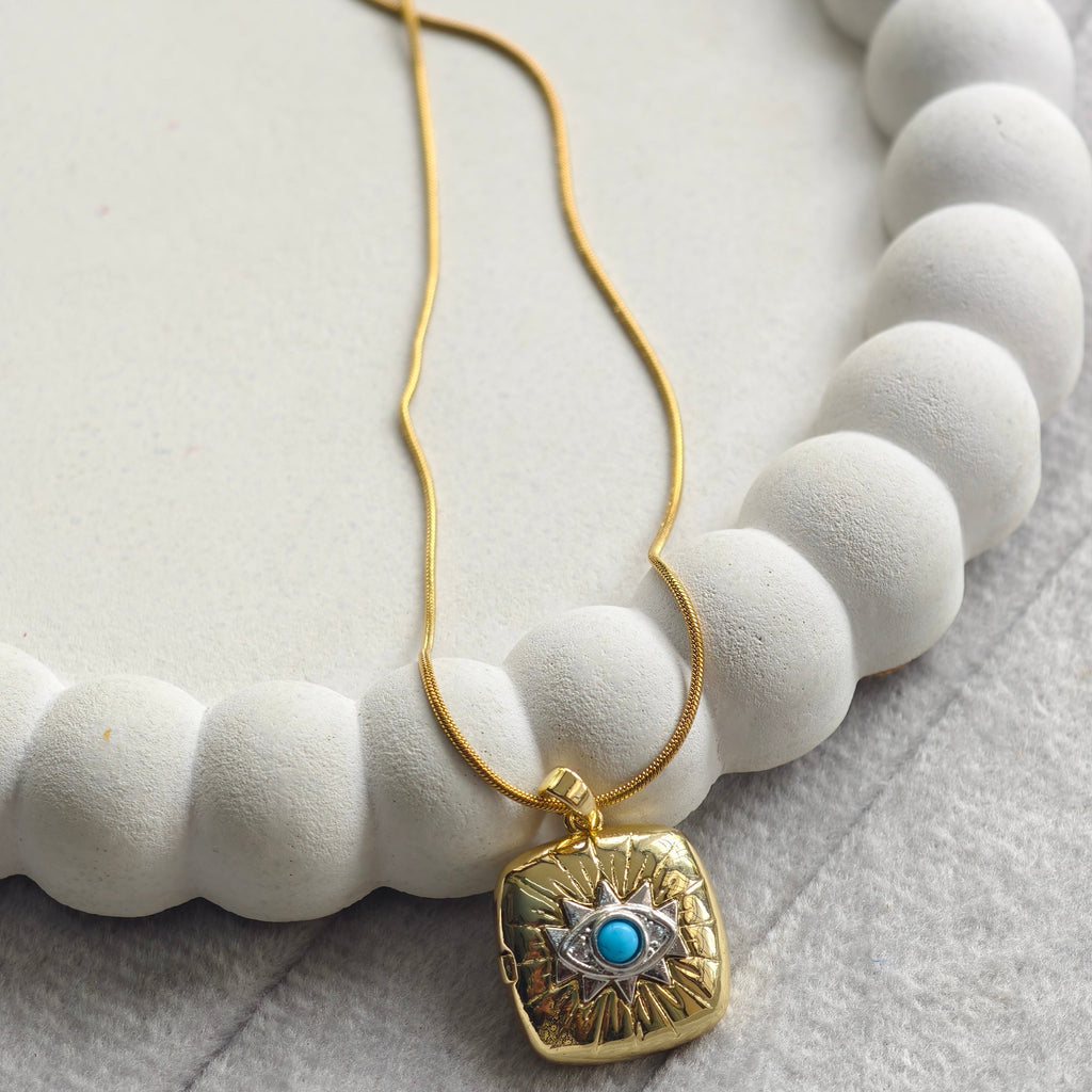 Nazar Sunburst Locket Necklace - view 2
