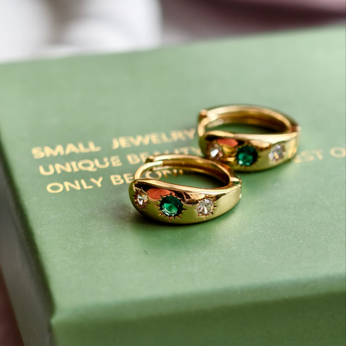 Verde Mini Huggie Hoops - view 5