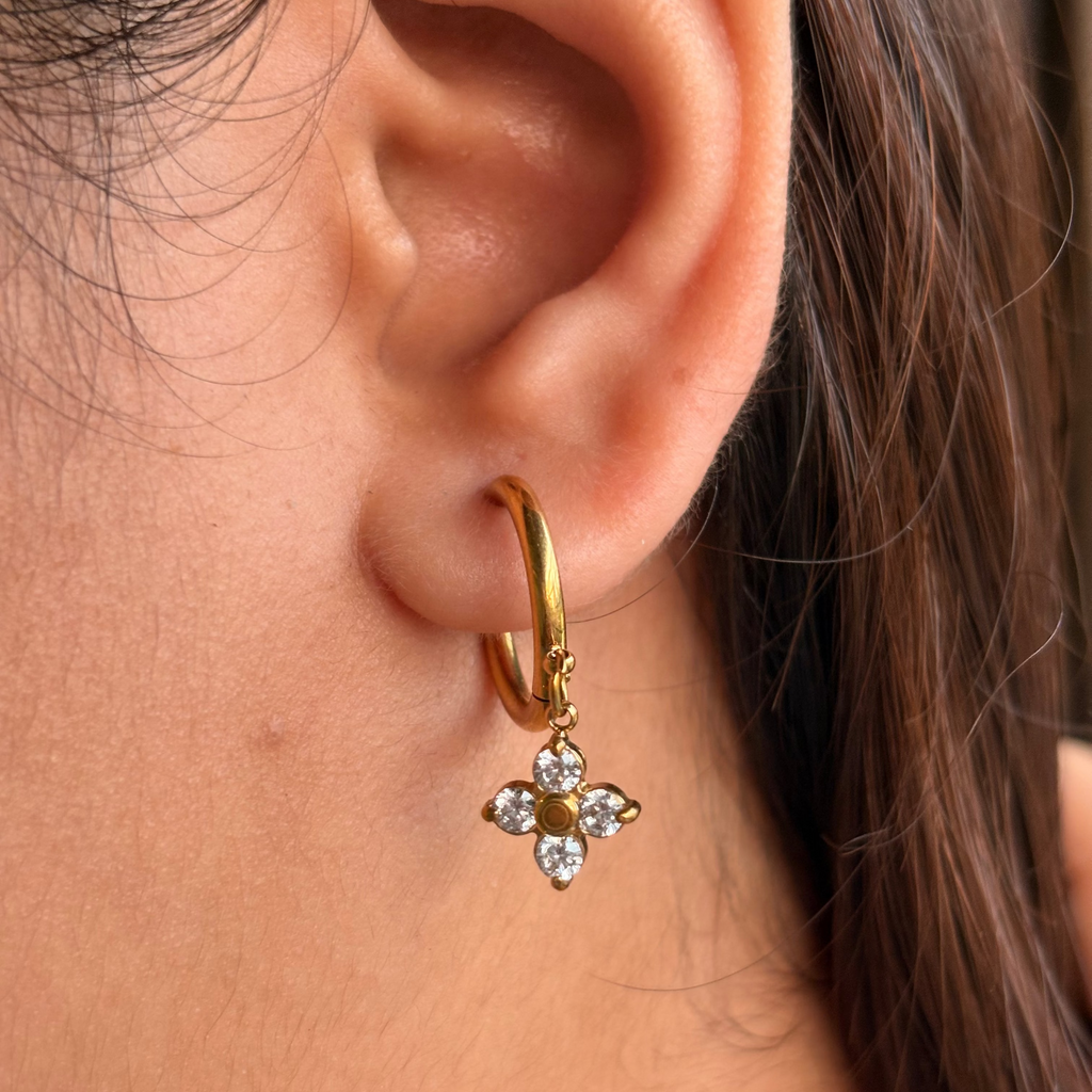 Nila Petal Drop Hoops - view 3