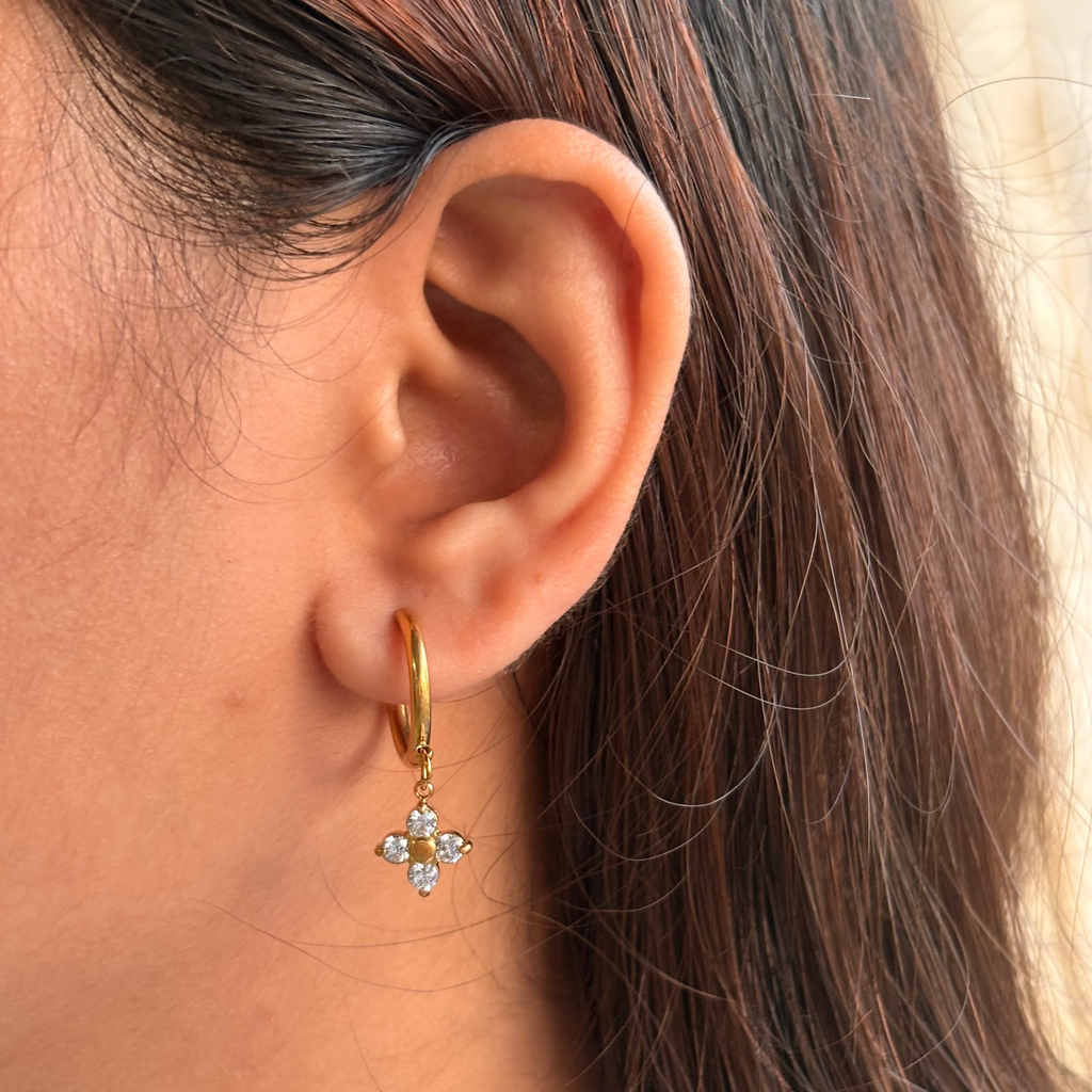 Nila Petal Drop Hoops - view 2