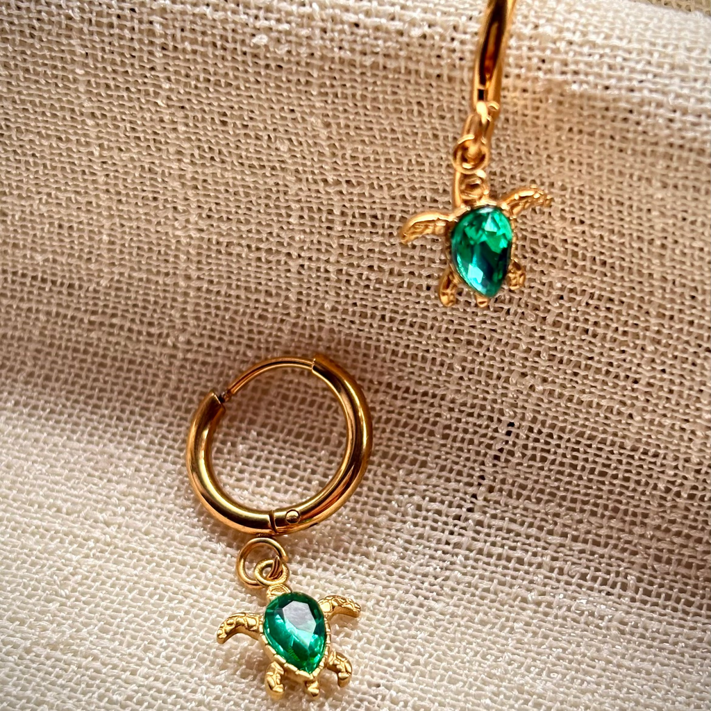Kaveri Turtle Charm Hoops - view 4