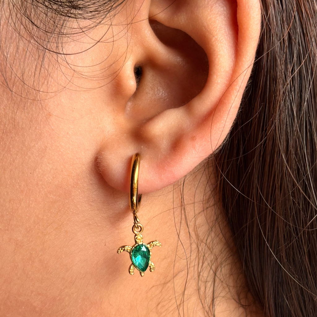 Kaveri Turtle Charm Hoops - view 2