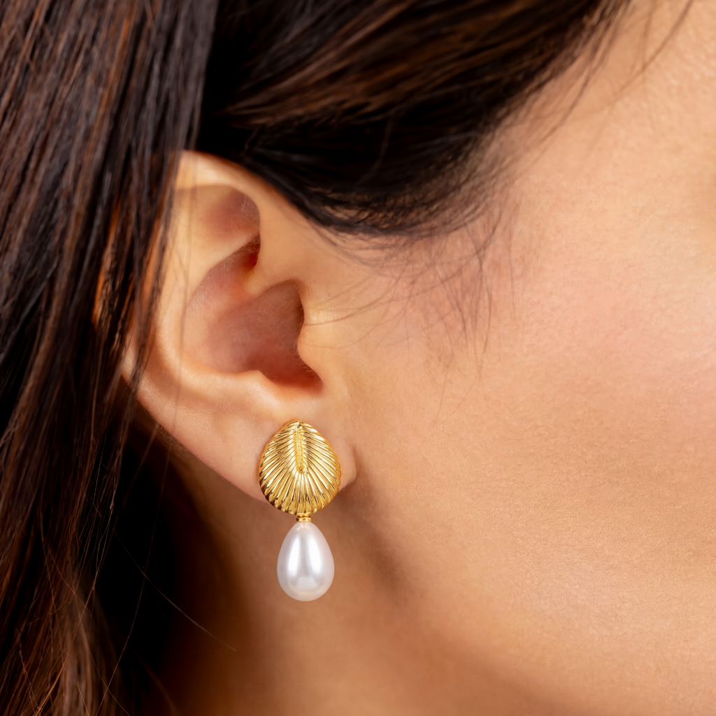 Wren Ginkgo Pearl Studs - view 2