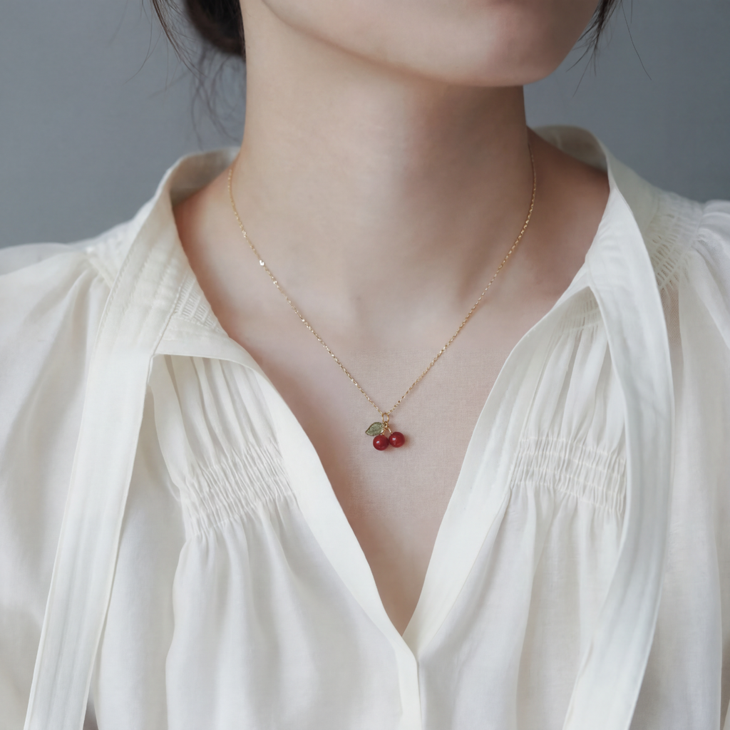 Bella Cherry Pendant Necklace - view 2