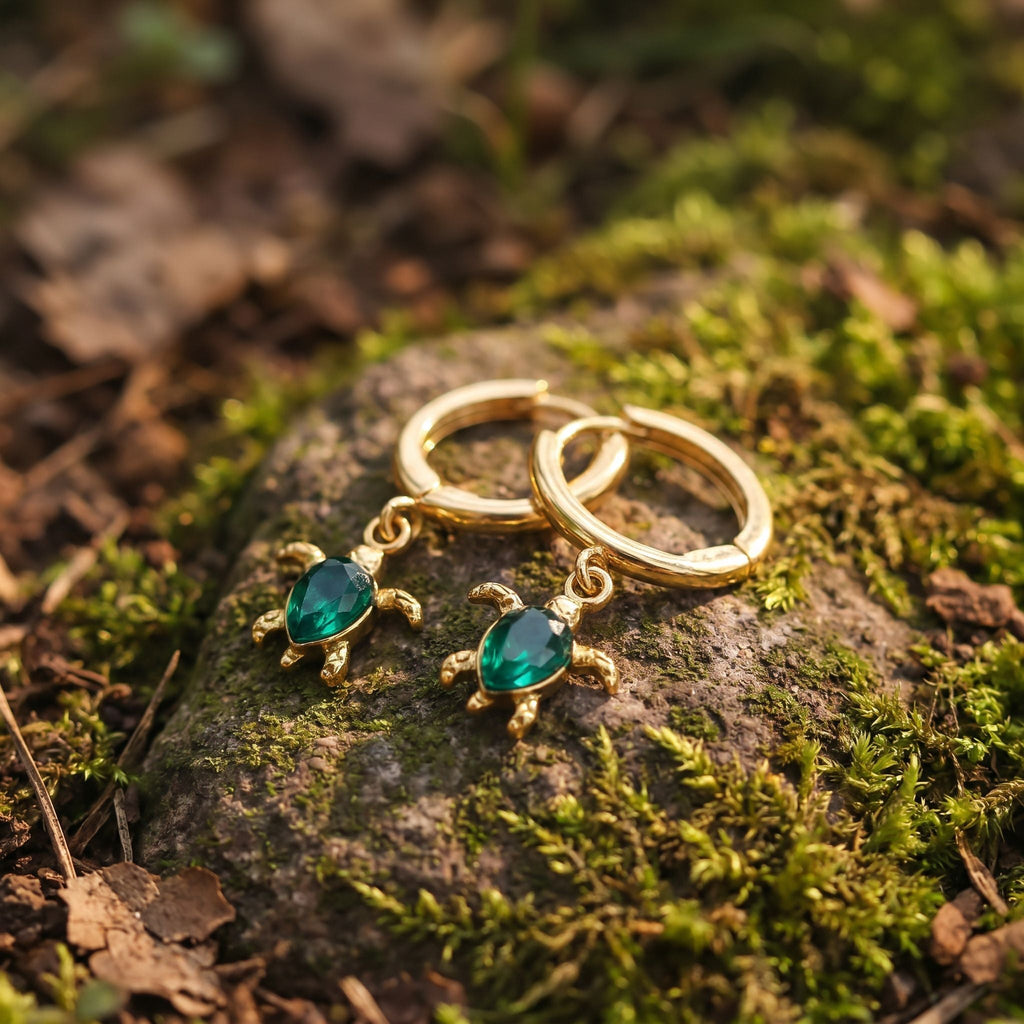 Kaveri Turtle Charm Hoops - view 5