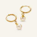 Mae Pearl Drop Hoops – anti-tarnish gold-plated earrings