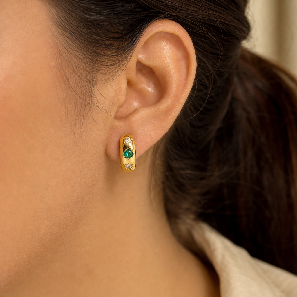 Verde Mini Huggie Hoops - view 2