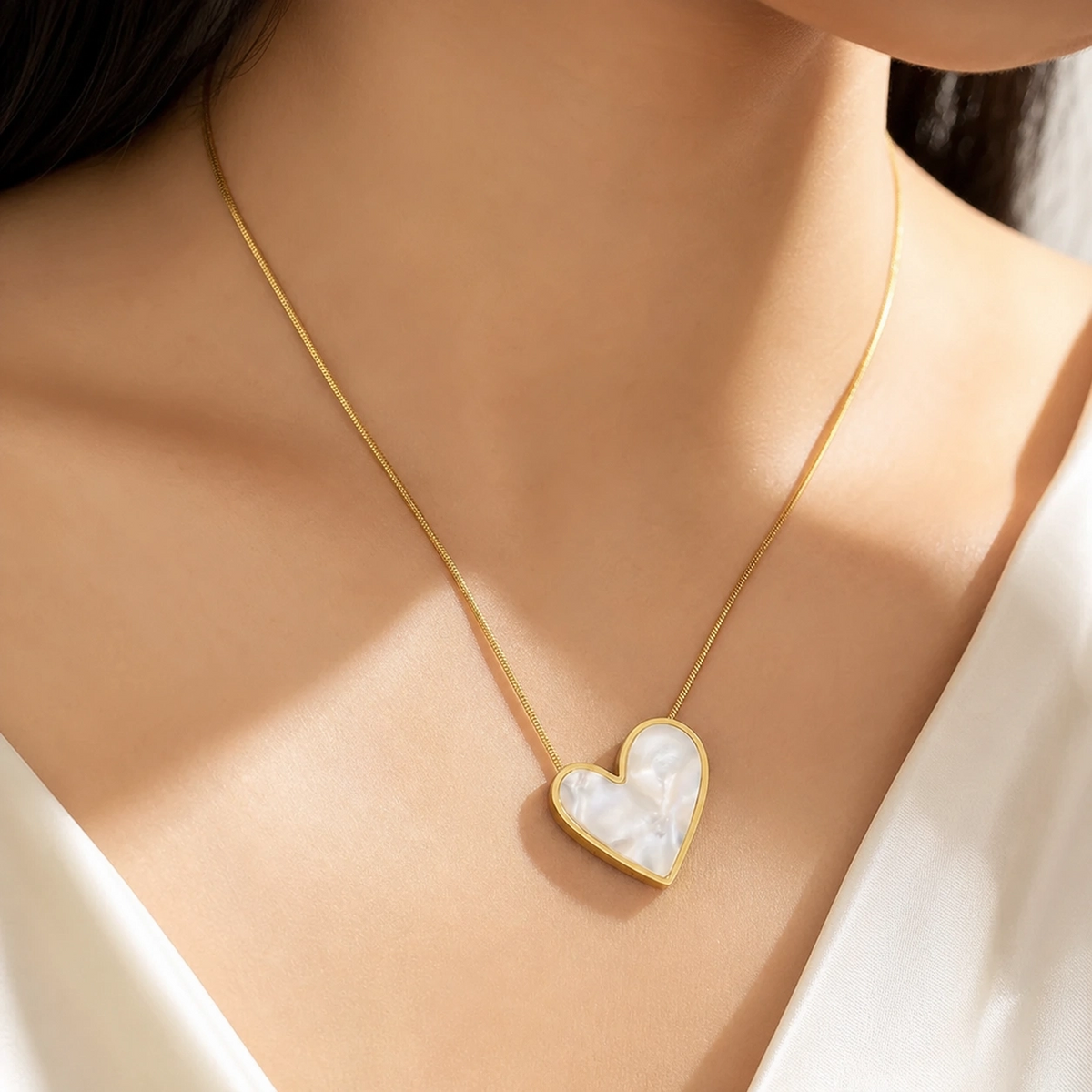 Aura Pearly Heart Necklace