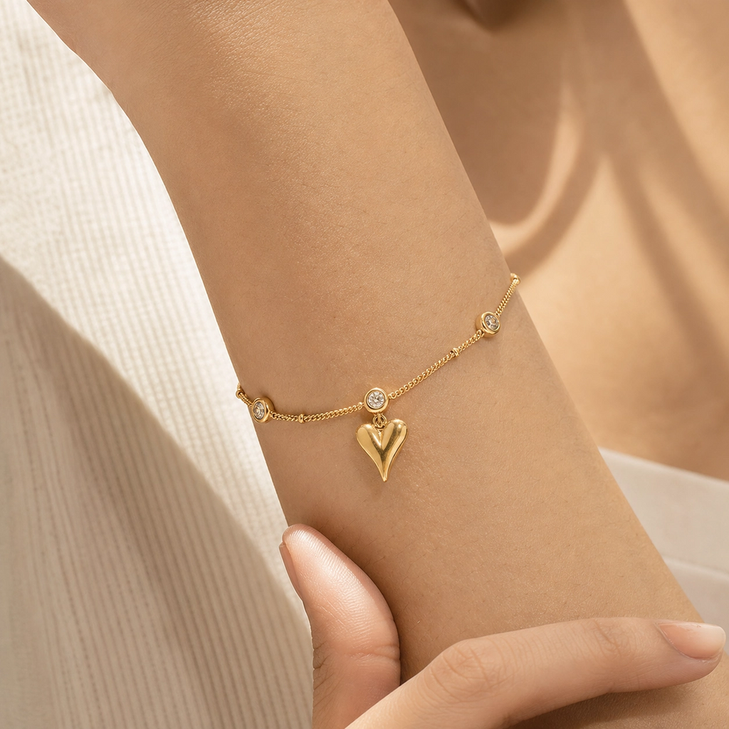 Cleo Heart Charm Bracelet
