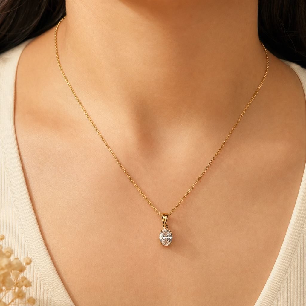 Ishani Oval Zircon Necklace