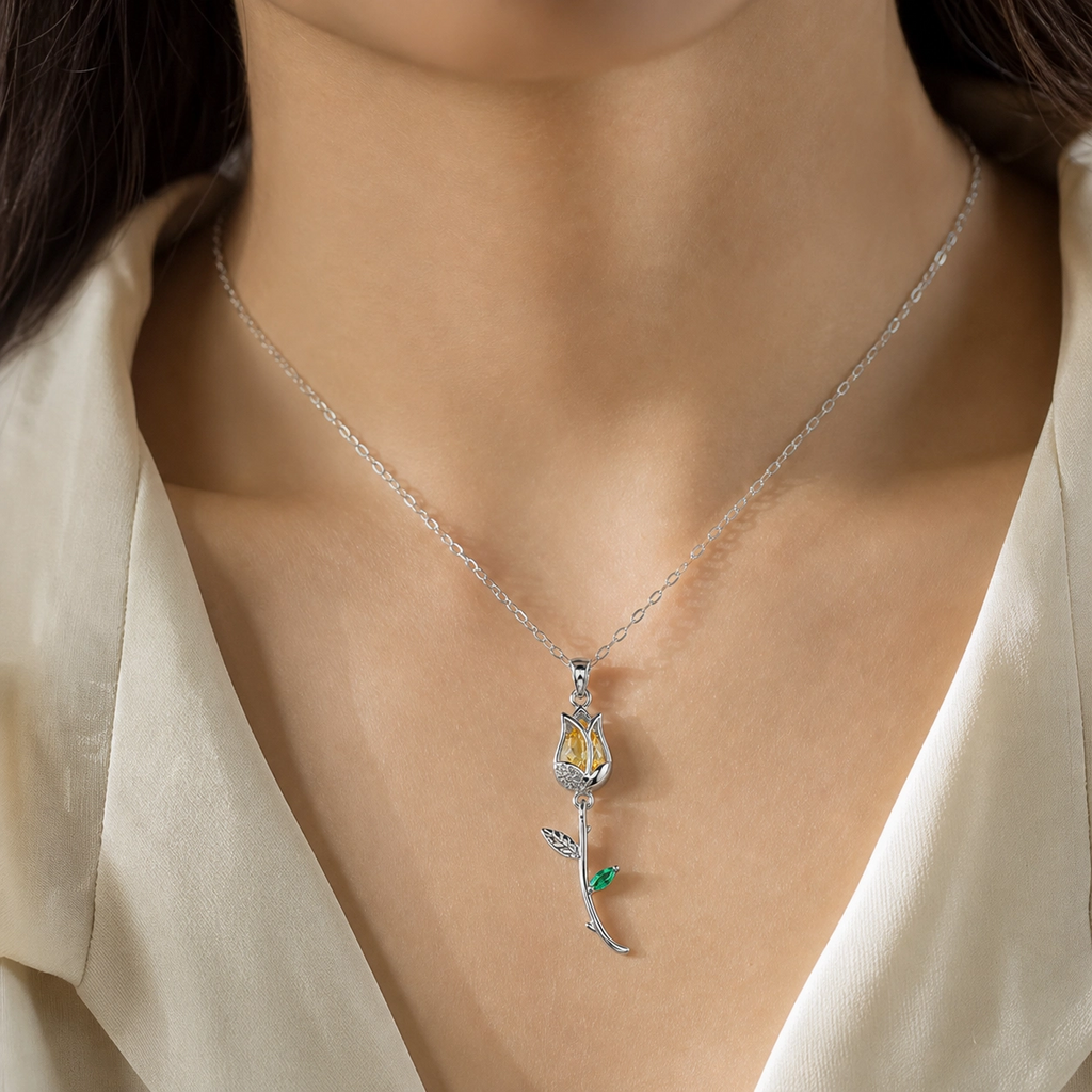 Rosa Petal Pendant Necklace