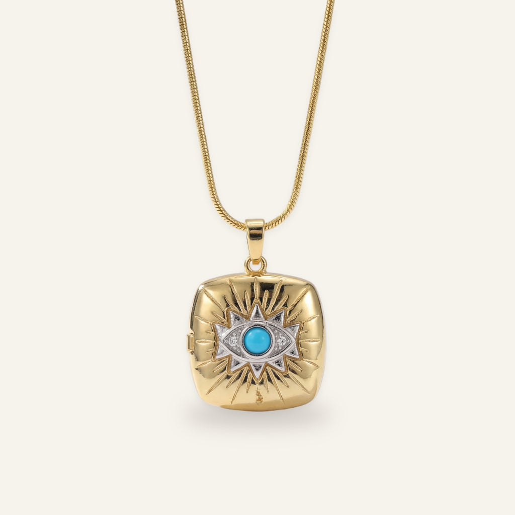 Nazar Sunburst Locket Necklace