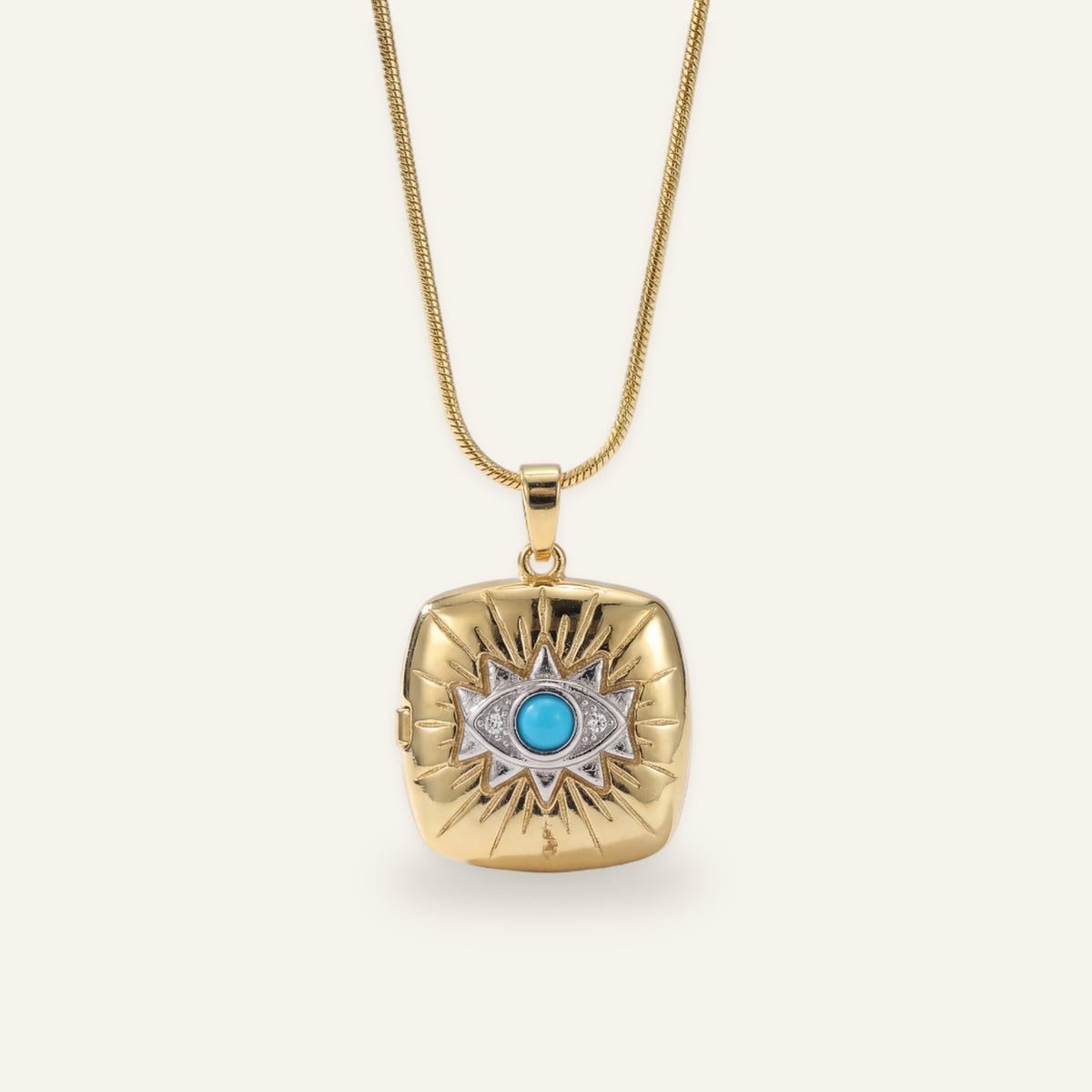 Nazar Sunburst Locket Necklace