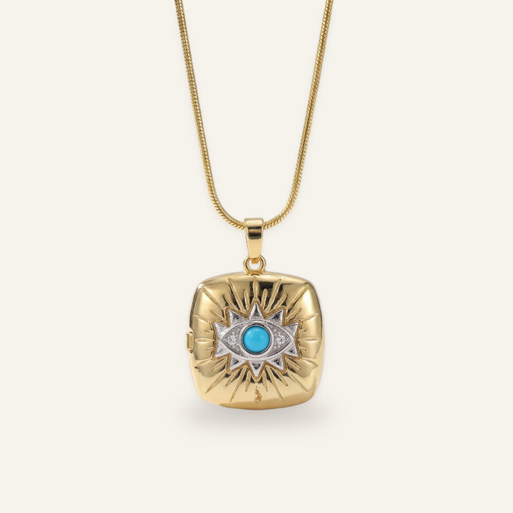 Nazar Sunburst Locket Necklace
