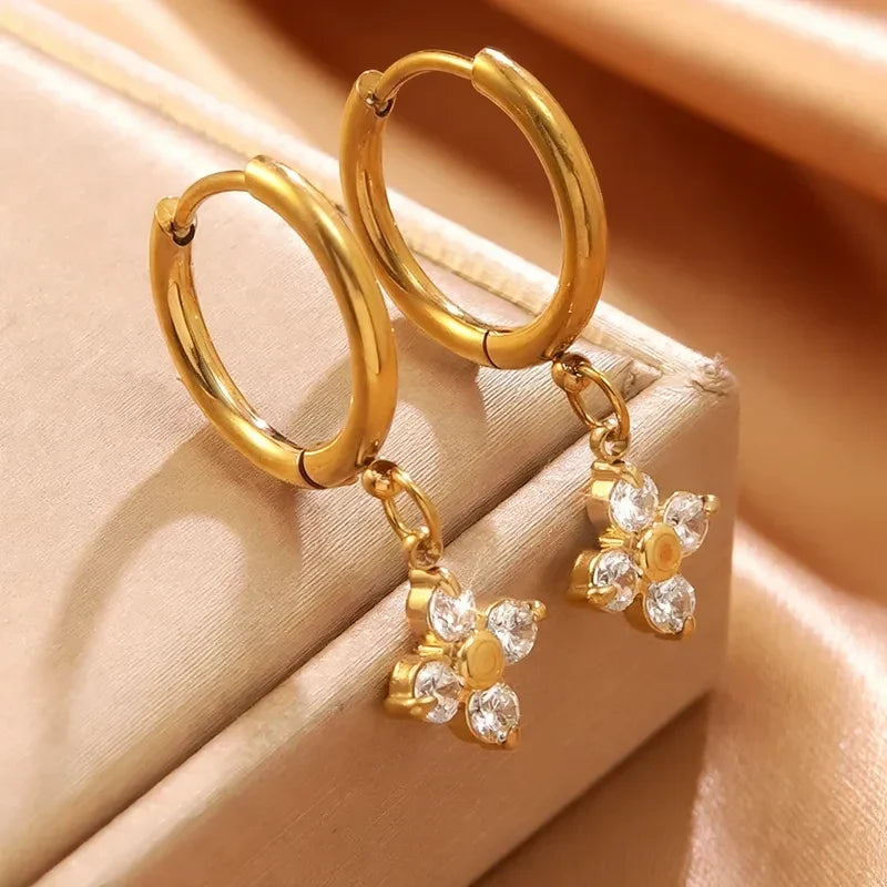 Nila Petal Drop Hoops - view 4